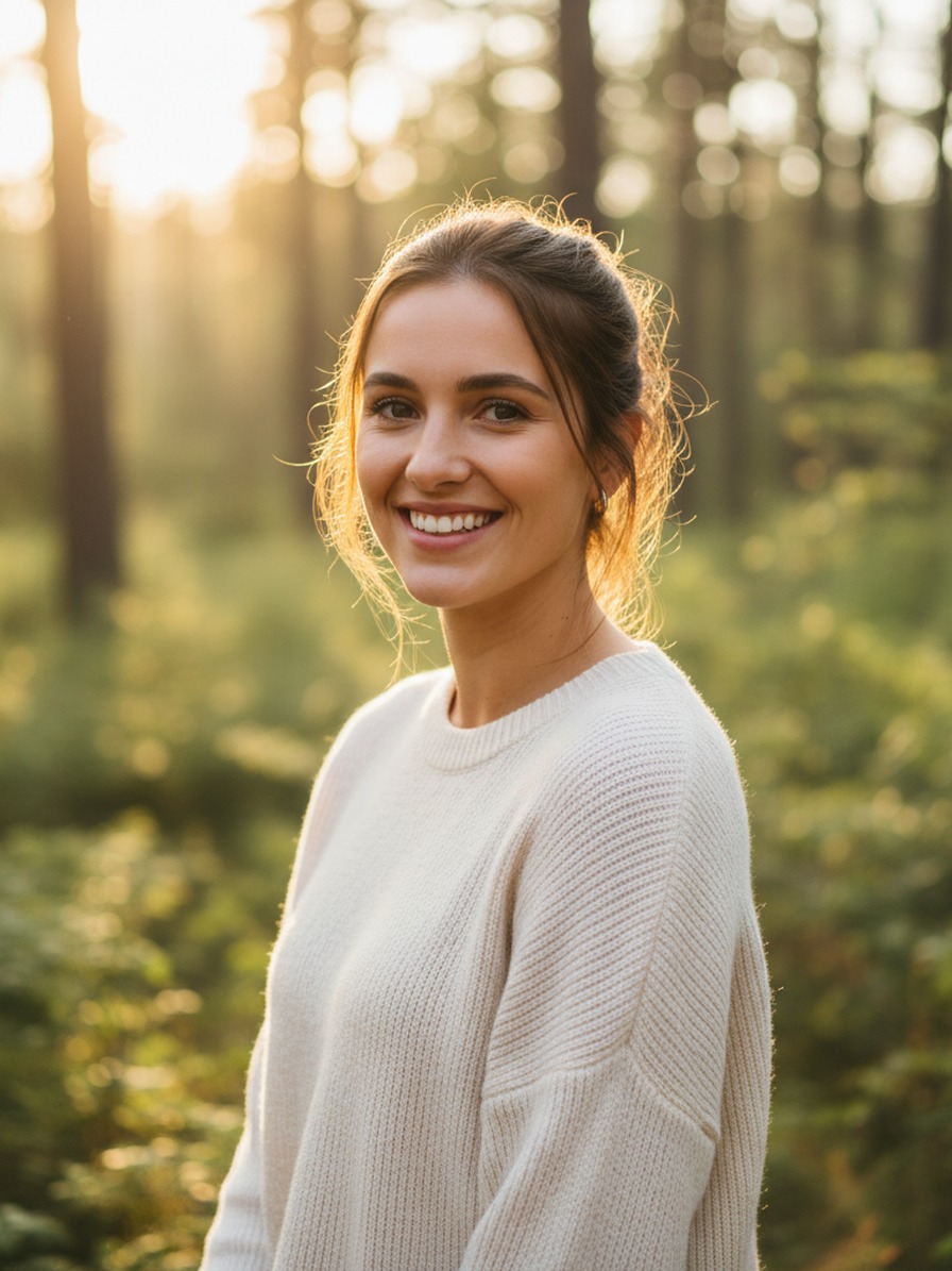 Woman outdoors in morning light